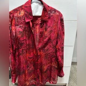Chicos slightly sheer red dressy blouse.